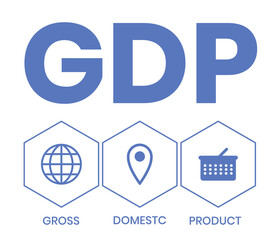 GDP - gross domestic product business concept background. vector illustration concept with keywords and icons. lettering illustration with icons for web banner, flyer, landing page, presentation