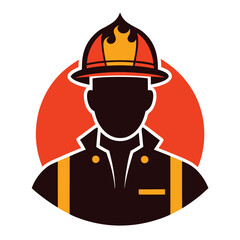 firefighter silhouette vector style with white background .