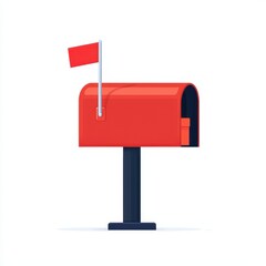 A mailbox with a flag raised and a package sticking out, delivery concept, flat vector illustration, isolated on white background