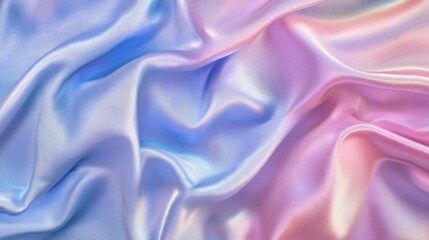 Obraz premium Smooth iridescent fabric in pastel blue and pink with textured lines and folds.