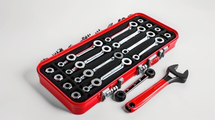 Fototapeta premium Set of Wrenches in Red Case