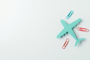 Obraz premium This business concept for stacked paper clips with green plane paper clips points to another direction as a team leadership strategy