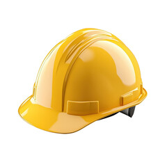 Fototapeta premium A bright yellow safety helmet designed for construction workers, emphasizing protection and durability in hazardous environments., isolated on a transparent background.