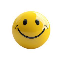 Fototapeta premium A cheerful 3D smiley face icon, embodying happiness and positivity with a glossy yellow finish and friendly expression., isolated on a transparent background.