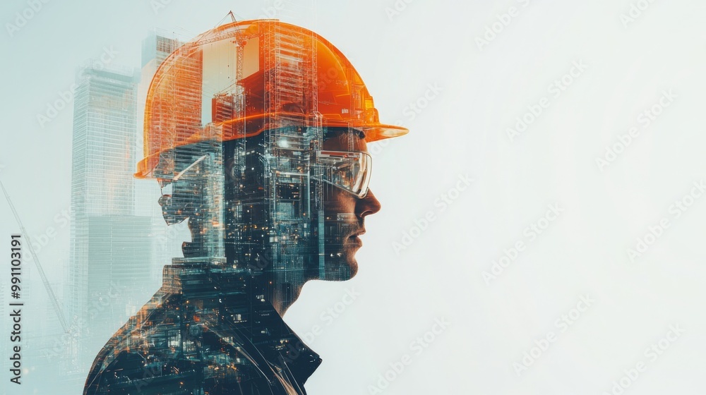 Poster team engineer building construction project with architect people or construction worker working wit
