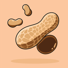 Obraz premium Peanuts on Flat Vector Icon Design Isolated.