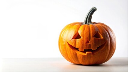 Halloween pumpkin isolated on white background, October, autumn, gourd, spooky, jack-o-lantern, orange, decoration, party