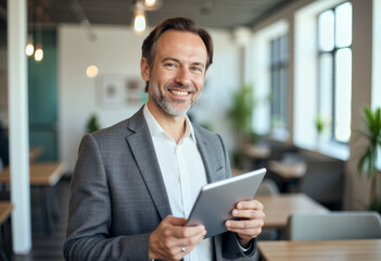 A portrait headshot photo of a friendly professional CEO executive business worker
