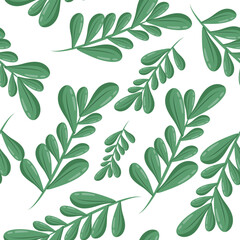 seamless festive pattern for Christmas or New Year with green twigs arranged randomly, festive textile or wrapping