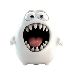 Naklejka premium A cute cartoon monster with big eyes and a wide, toothy grin, perfect for children's illustrations and playful designs., isolated on a transparent background.