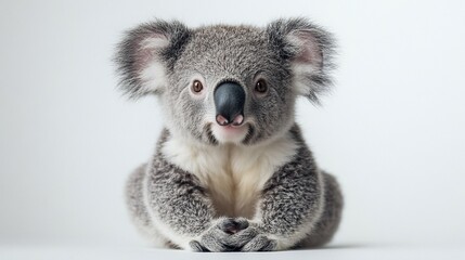 Naklejka premium A close-up of a male Australian koala is isolated against a white background.