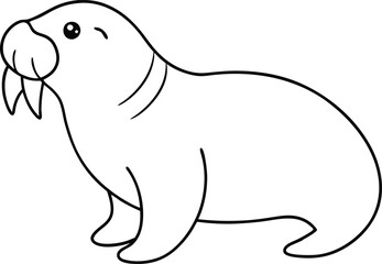 Friendly Walrus Vector Design for Kids Engaging Coloring Fun
