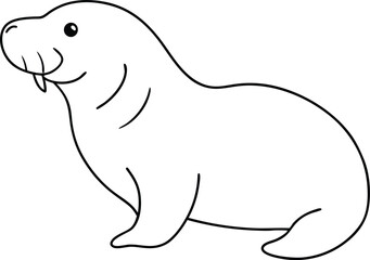 Whimsical Walrus Vector Illustration for Imaginative Kids Coloring
