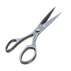 A sleek pair of stainless steel scissors with sharp blades, perfect for cutting paper, fabric, and other materials., isolated on a transparent background.