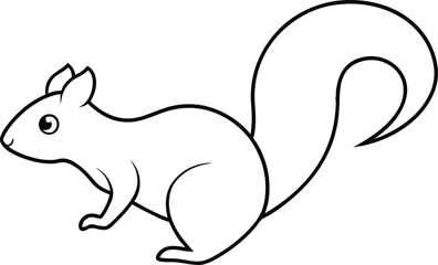 Playful Squirrel Side Profile Vector Art for Creative Kids Coloring
