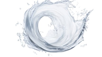 A vibrant blue water splash captured in motion against a clean white background, showcasing fresh bubbles and ripples in a dynamic and abstract way