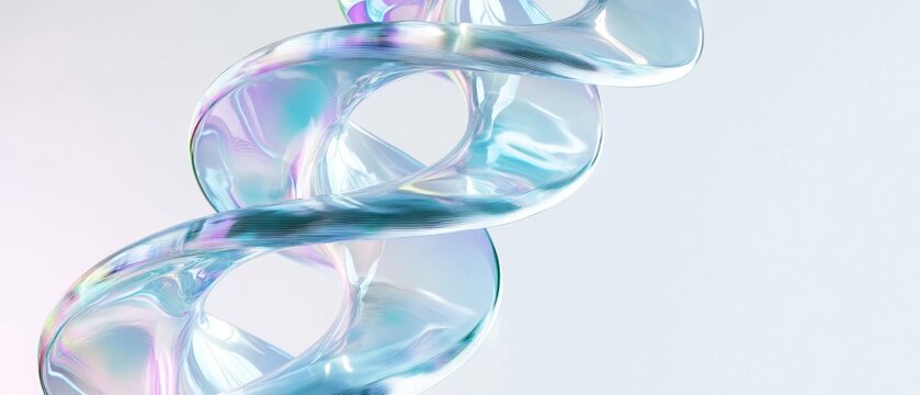 A spiral made of glass with a blue hue