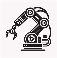 Robotic arm vector silhouette on a white background