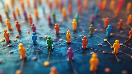 A diagram depicts a network of numerous interconnected people.