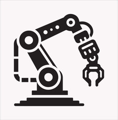 Robotic arm vector silhouette on a white background