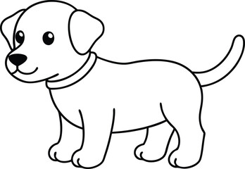 Sweet Puppy with  Shaped Collar Vector Design for Children to Color
