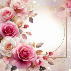 Beautiful floral arrangement featuring pink and white roses with delicate golden accents.