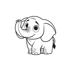 Adorable Friendly Elephant and Baby Alligators - Cute Cartoon Illustration.
