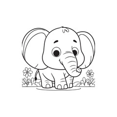 Friendly Elephant and Lovely Baby Alligators - Cute Animal Illustrations.