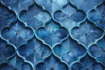 Abstract Islamic design background, bright blue color palette.