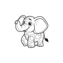 Cartoon Elephant with Baby Alligators - Adorable Animal Vector Art.
