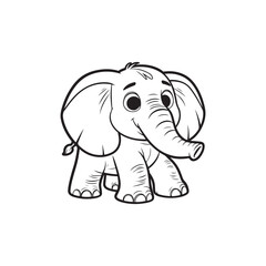 Cartoon Elephant with Baby Alligators - Adorable Animal Vector Art.