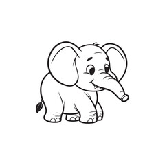 Cartoon Elephant with Baby Alligators - Adorable Animal Vector Art.