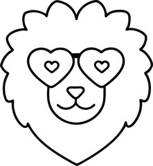 Cute Lion with Heart Glasses Vector Art for Kids Coloring Adventure
