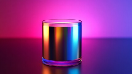 A glass with a rainbow colored liquid inside