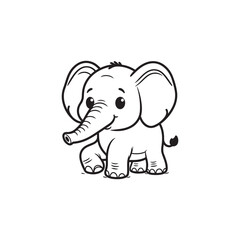 Lovely Elephant and Baby Alligators - Cute and Friendly Cartoon Set.