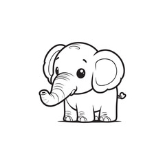Lovely Elephant and Baby Alligators - Cute and Friendly Cartoon Set.