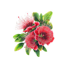 Vibrant Pohutukawa Flowers in Bloom