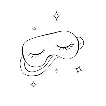 recommend clip art: Sleep mask. Hand drawn sketch icon of eye mask for sleep. Isolated vector illustration in doodle line style.
                    