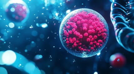 Naklejka premium Biochemistry, chemistry, biology, and microbiology. 3-D illustration of molecules.