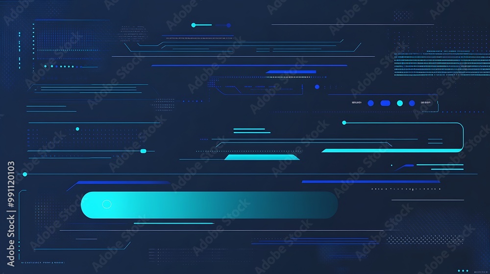 Aufkleber Abstract futuristic digital interface with blue and cyan elements on a dark background.