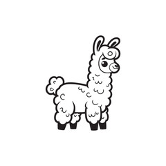 Cute and Friendly Llama with Baby Alligators - Vector Cartoon.