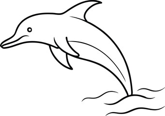 Dolphin Leaping from Waves Vector Art for Kids Coloring Adventure
