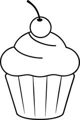 Sweet Cupcake with Cherry on Top Vector Illustration for Creative Kids
