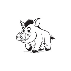 Cute Warthog and Alligator Baby Duo - Playful Cartoon Illustration.