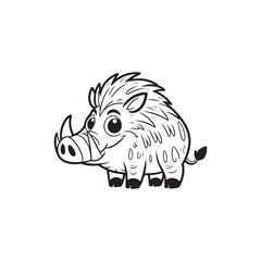 Cute Warthog and Alligator Baby Duo - Playful Cartoon Illustration.