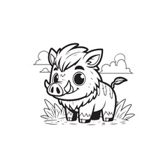 Friendly Warthog and Charming Baby Alligators - Cartoon Vector Art.