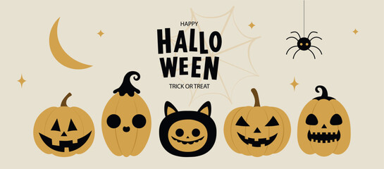 Obraz premium Happy Halloween party poster vector illustration