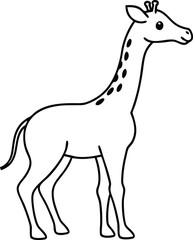 Playful Baby Giraffe Long Neck Vector Design for Children to Color
