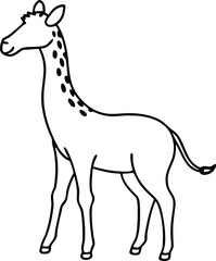 Adorable Baby Giraffe Long Neck Vector Art for Kids Coloring Book
