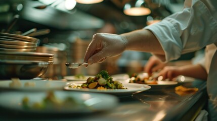 Chef Finishing Touch on Delicious Dish